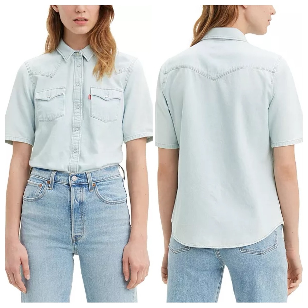💙 Pre-Owned Levi’s Casual Light Blue Button-Down Shirt – Size M 💙